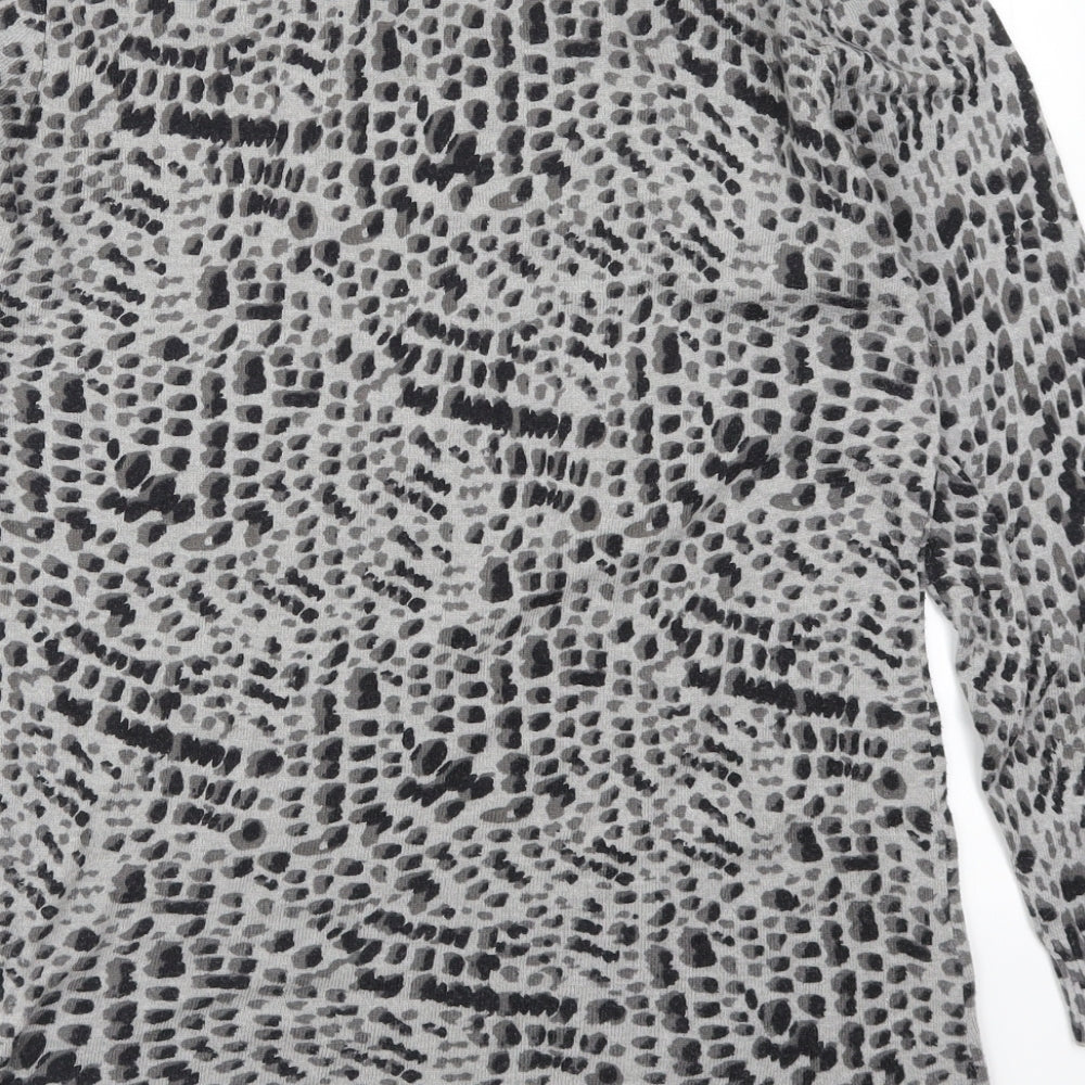 David Emanuel Womens Grey Animal Print Pullover Jumper Size M