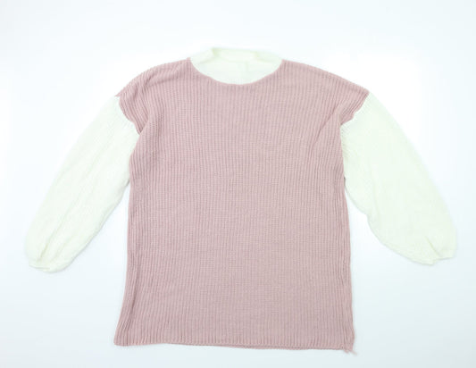 Additional front view of In the Style women’s pink knit jumper dress, size UK 6