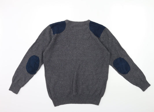 Easy Mens Grey Knit Pullover Jumper Size M