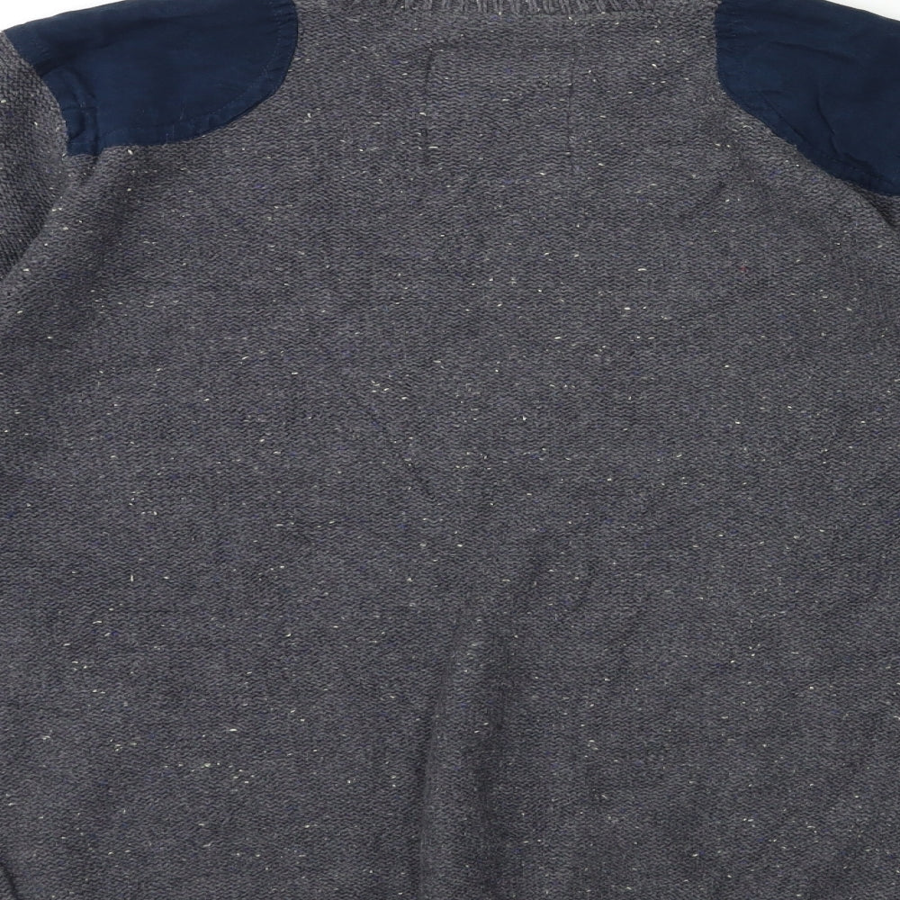 Easy Mens Grey Knit Pullover Jumper Size M
