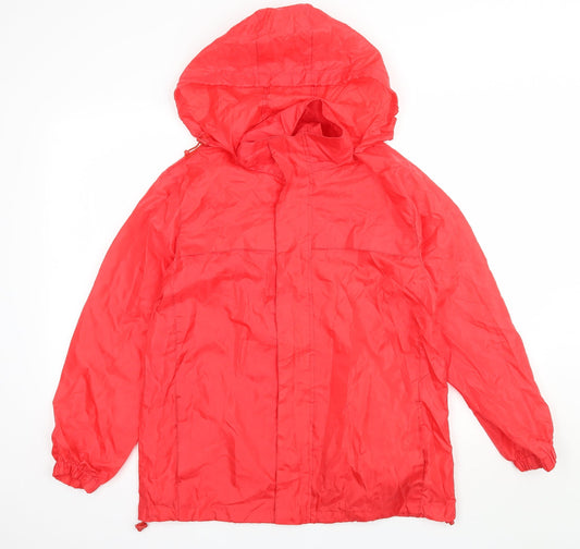 Denim & Co. Womens Red Rain Coat Jacket Size 8