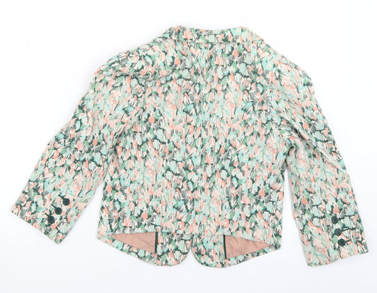 H&M Womens Green Geometric Jacket Blazer Size 6