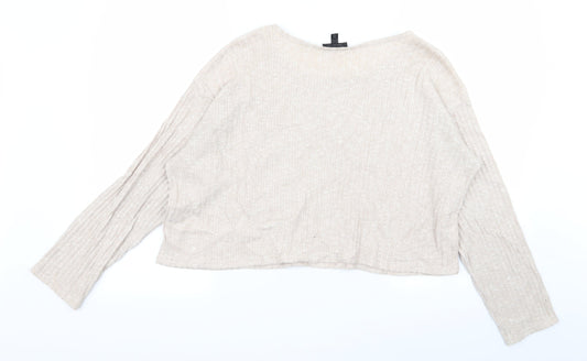 Womens UK Size 8 Topshop Beige Basic T-Shirt