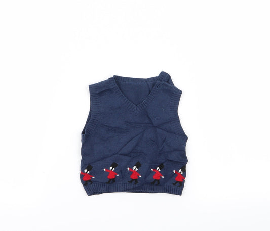 m Boys Blue Geometric Pullover Jumper Size 0-3 Months