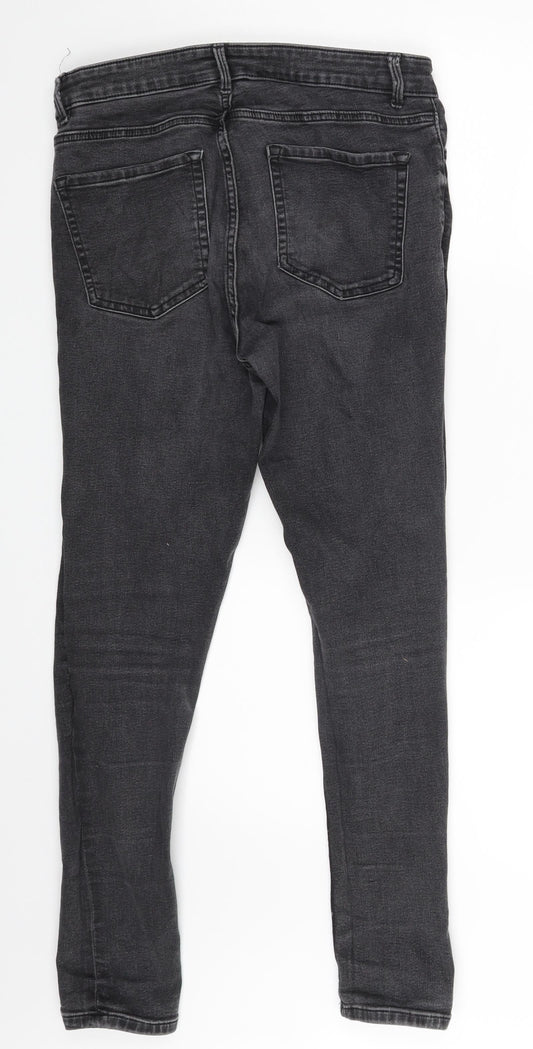 M&S Womens Grey Denim Skinny Jeans Size 12 L26 in