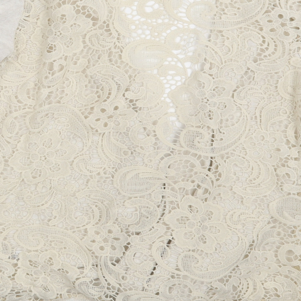 Authentic Womens Ivory Paisley Cardigan Jumper Size 16