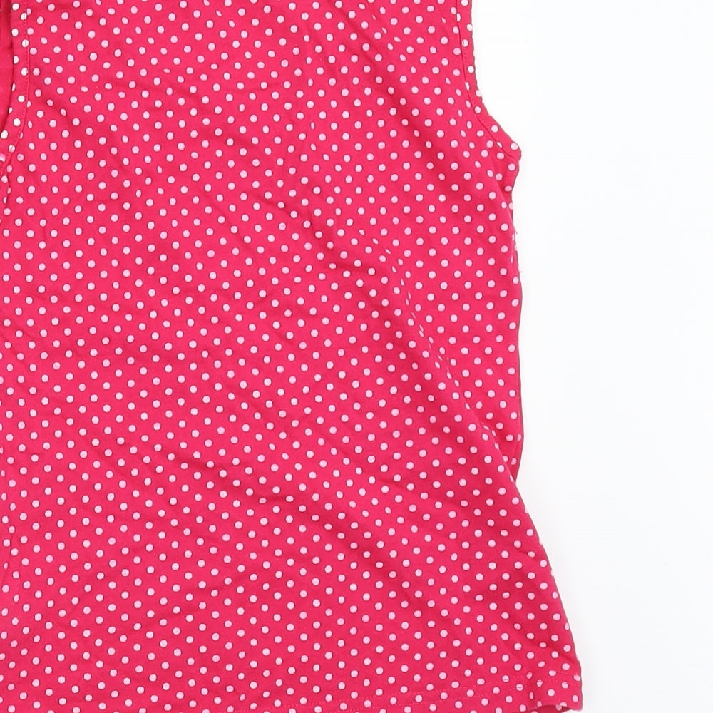 Preworn Girls Pink Polka Dot Basic T-Shirt Size 8-9 Years