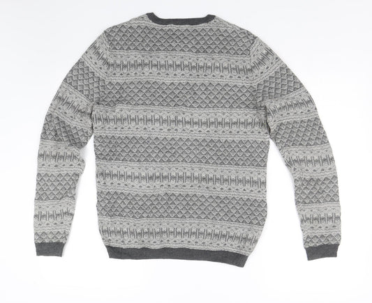 Simon Carter Mens Grey Argyle/Diamond Knit Pullover Jumper Size S