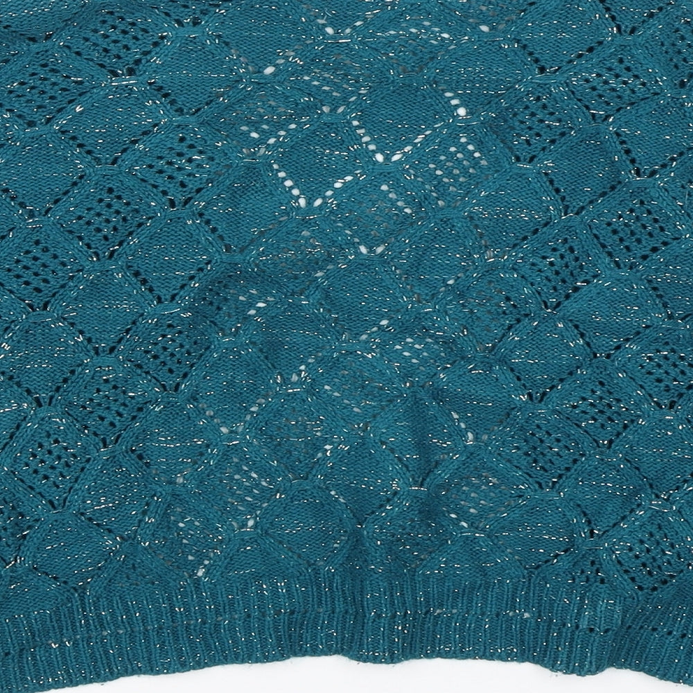 Womens UK Size S Pure & Natural Blue Cape Jumper