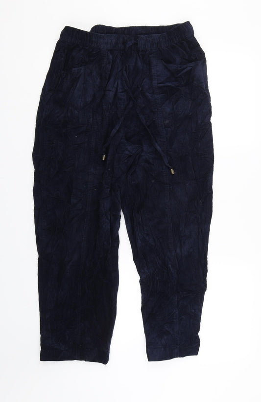 Womens UK Size 14 Isle Regular Fit Cropped Blue Trousers