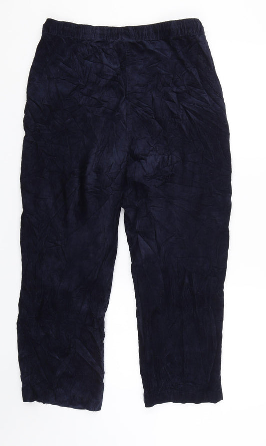Isle Womens Blue Corduroy Cropped Trousers Size 14 L23 in