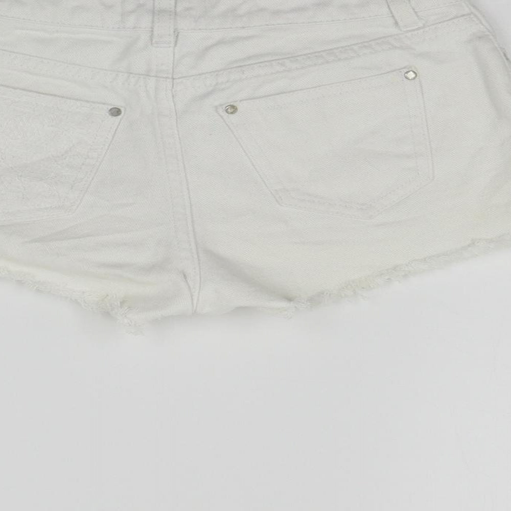 Miss Selfridge Womens White Cut-Off Shorts Size 4