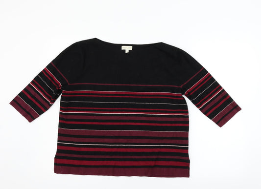 Monsoon Womens Black Striped Pullover Jumper Size L