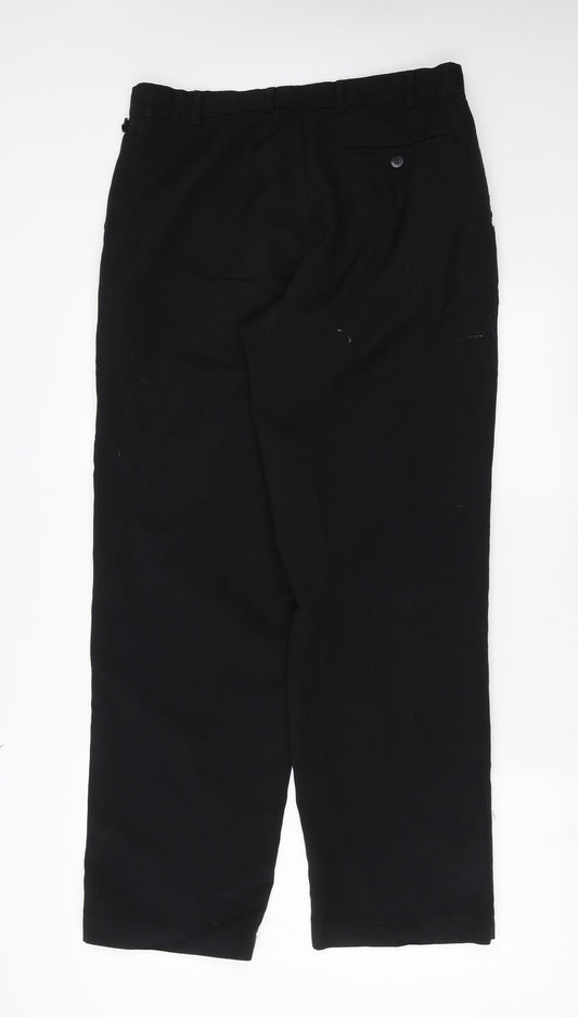 Mens UK Size 34 in Dimensions Regular Fit Black Trousers