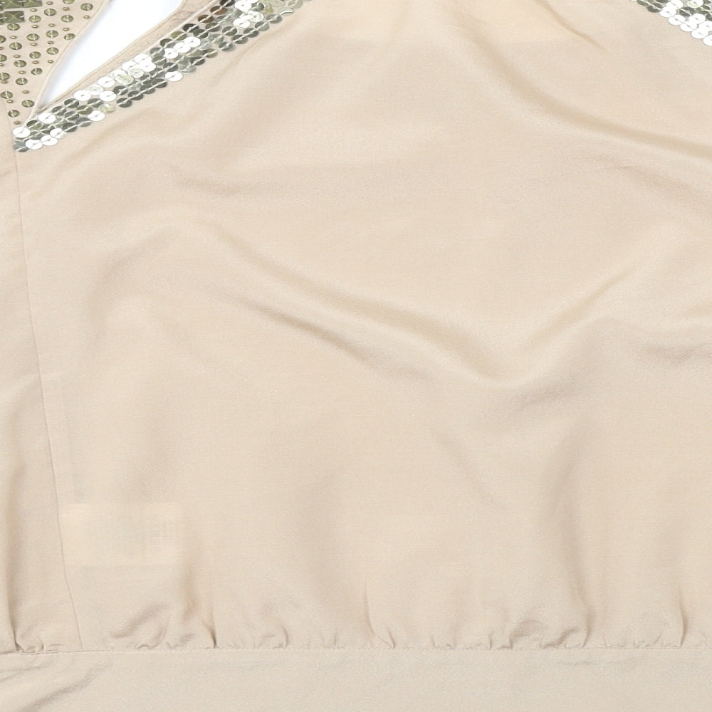 Womens UK Size L Villa Beige Basic Blouse