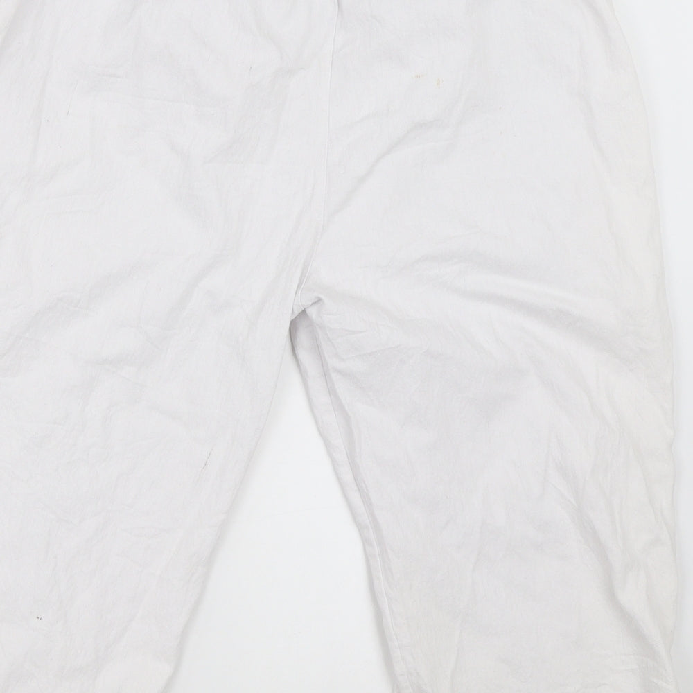 Womens UK Size L Preworn Regular Fit Cropped White Trousers