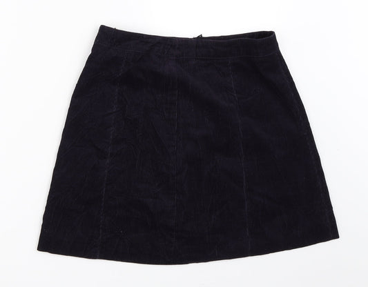 H&M Womens Blue Corduroy A-Line Skirt Size 8