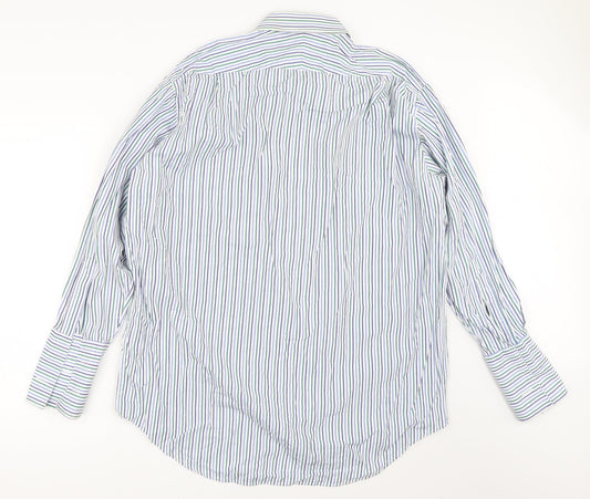 Mens UK Size 17.5 James Meade White Button-Up Long Sleeve Casual Shirt