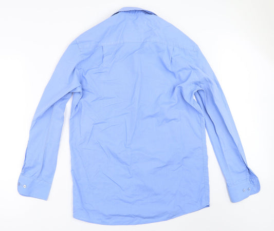 George Mens Blue Button-Up Size 15