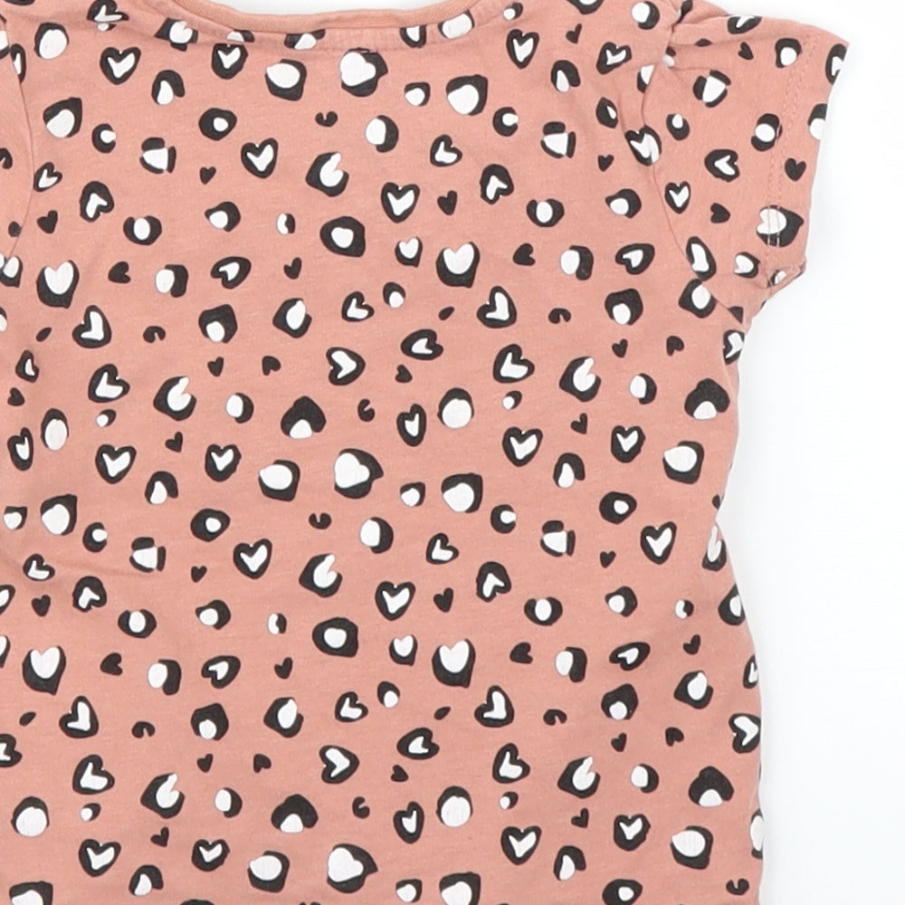 Primark Girls Brown Animal Print Basic T-Shirt Size 6-9 Months - Leopard print