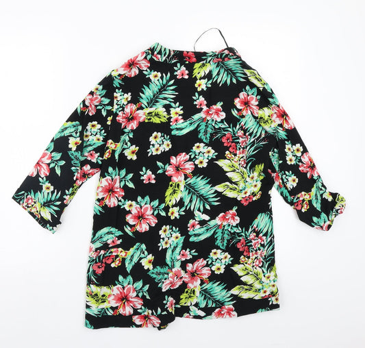 Select Womens Black Floral Cardigan Jumper Size 16