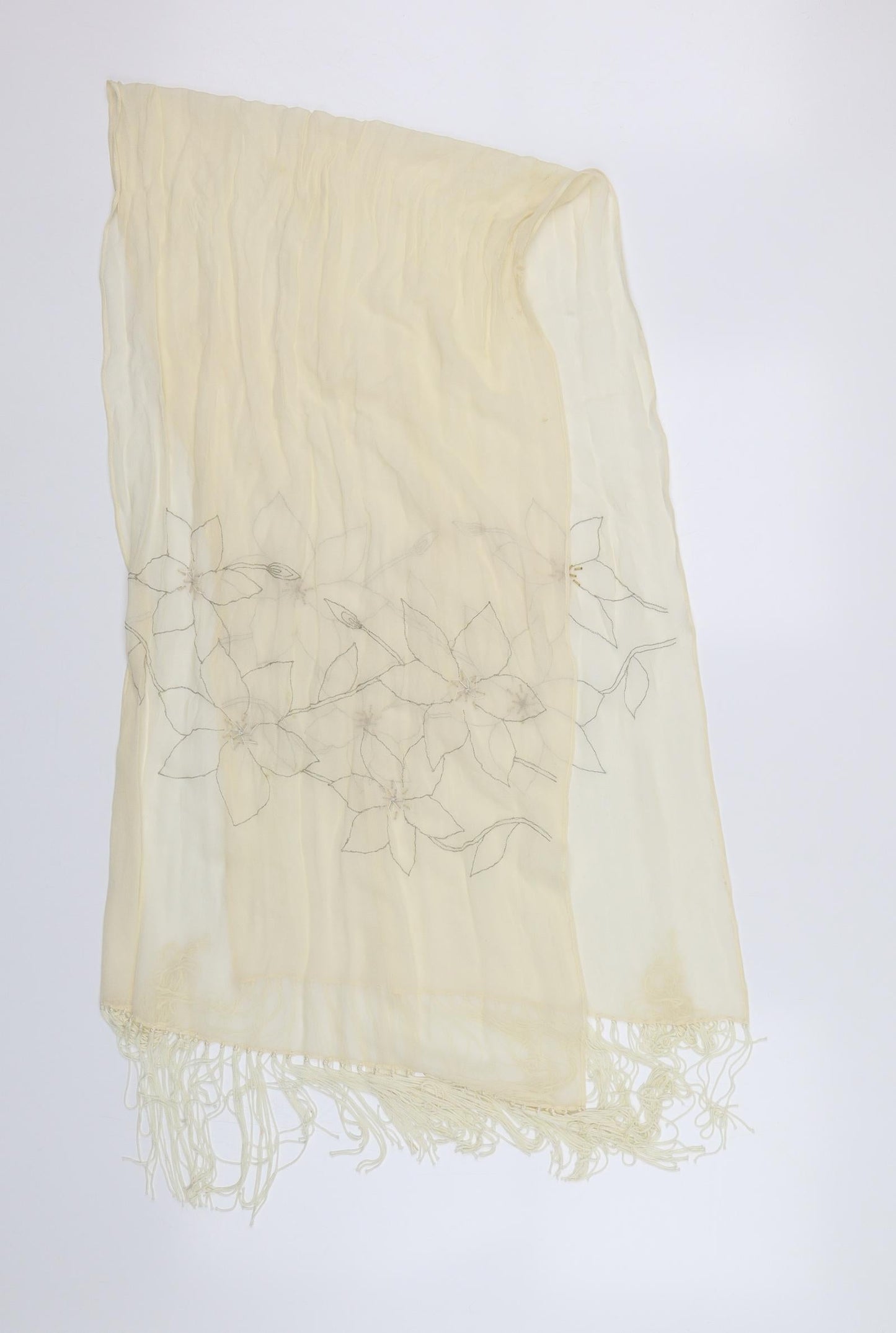 Preworn Unisex White Floral Scarf