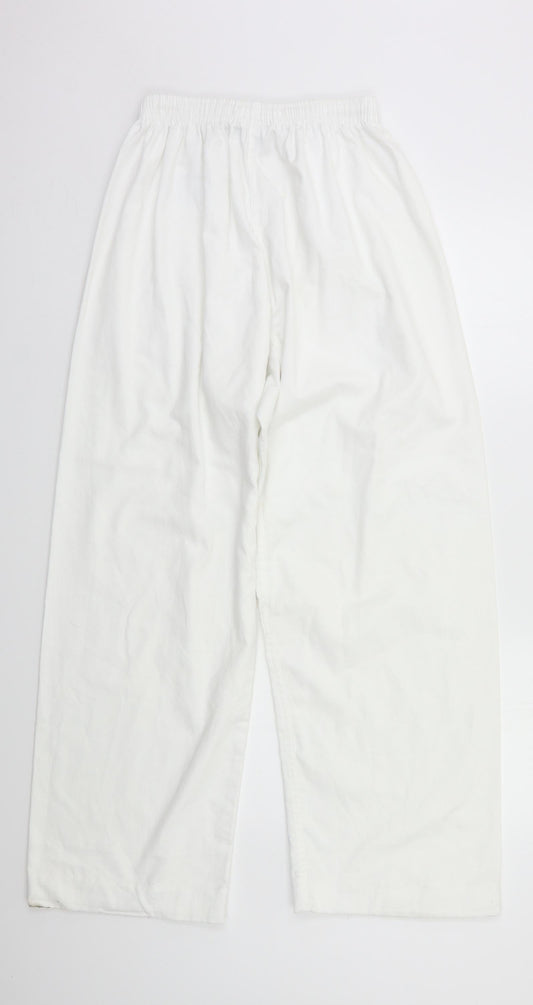Womens UK Size M Preworn Regular Fit Sweatpants White Trousers