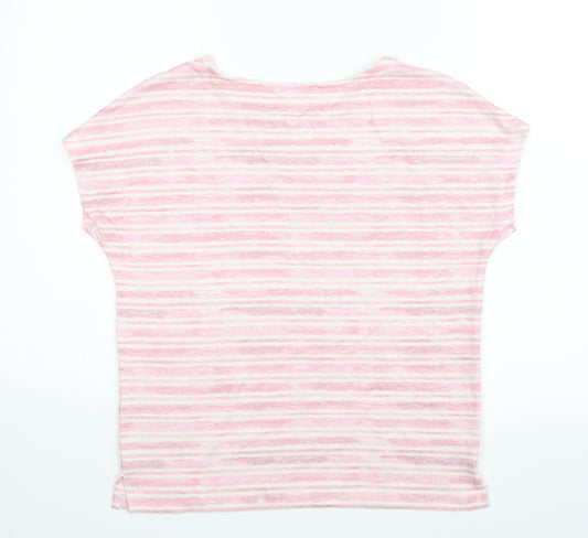 TU Womens Pink Striped Basic Blouse Size 8