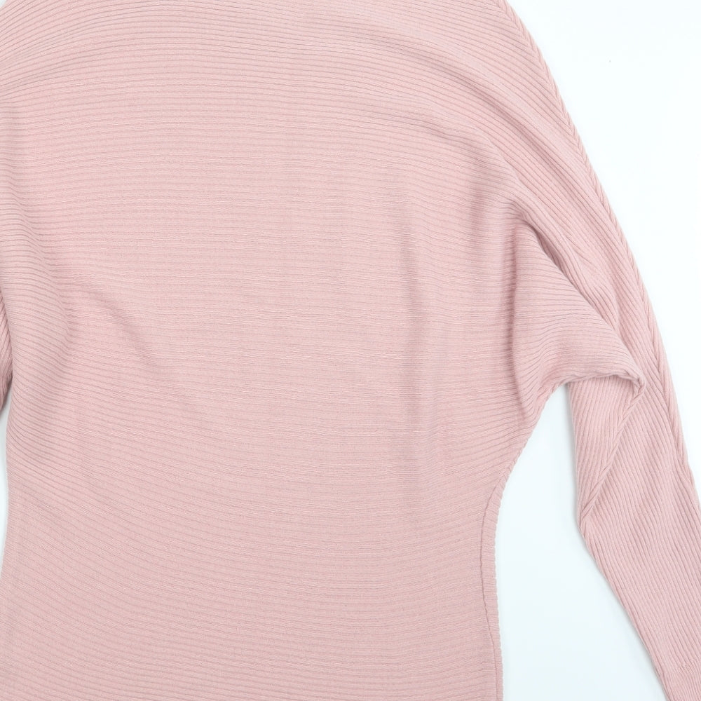 Boohoo Womens Pink Knit Pullover Jumper Size S