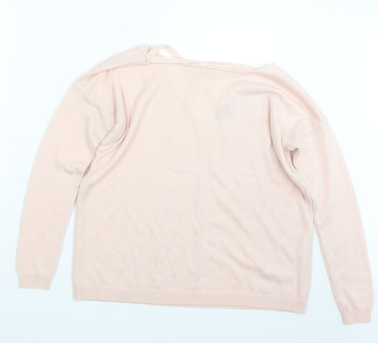 Boohoo Womens Pink Knit Pullover Jumper Size S