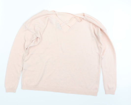 Boohoo Womens Pink Knit Pullover Jumper Size S