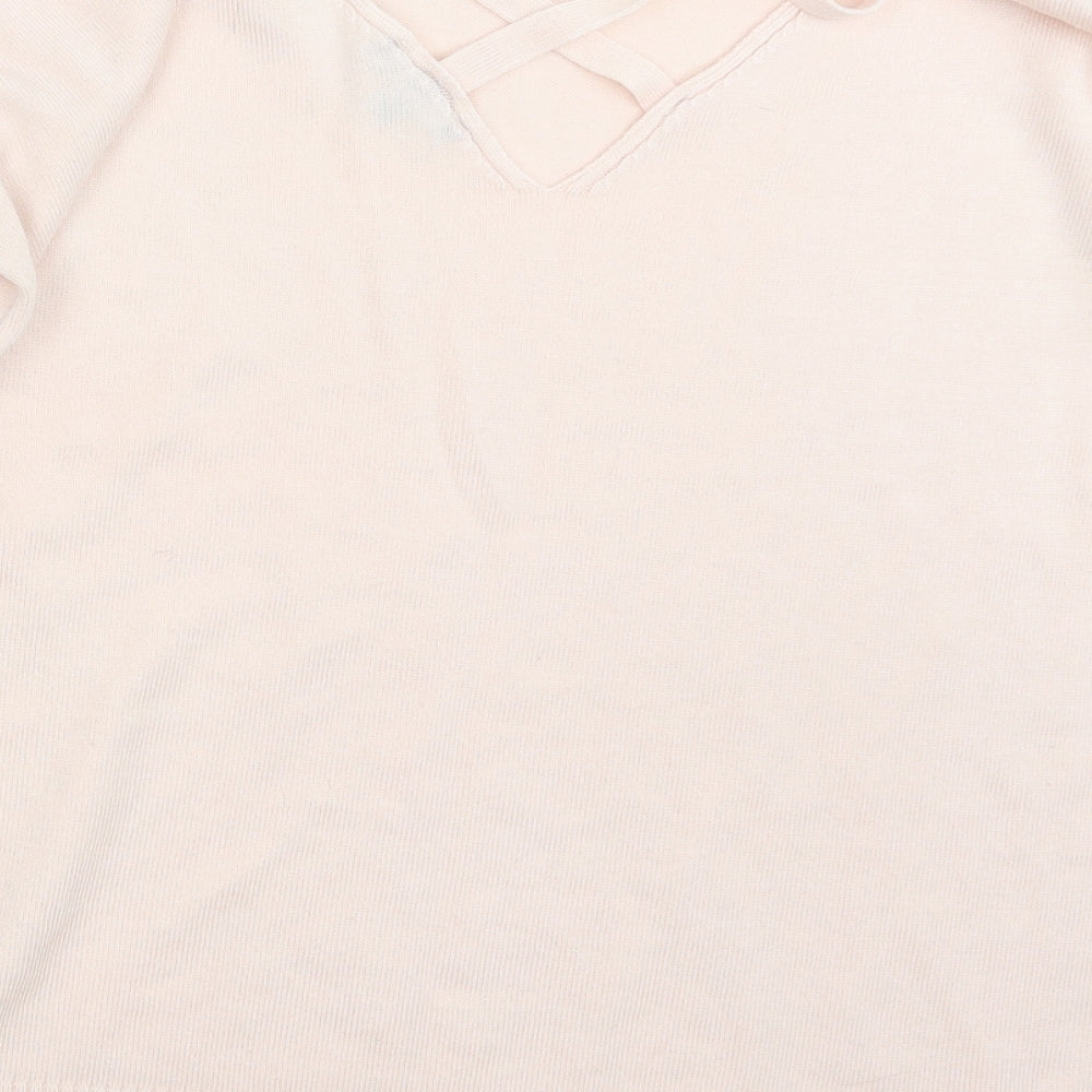 Boohoo Womens Pink Knit Pullover Jumper Size S
