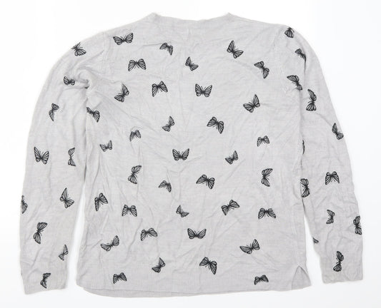 Marks and Spencer Womens Grey Knit Pullover Jumper Size 14 - Butterflies