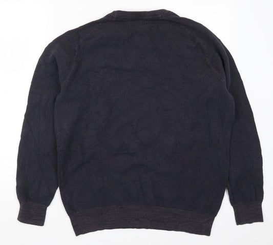 Criminal Mens Blue Knit Pullover Jumper Size L