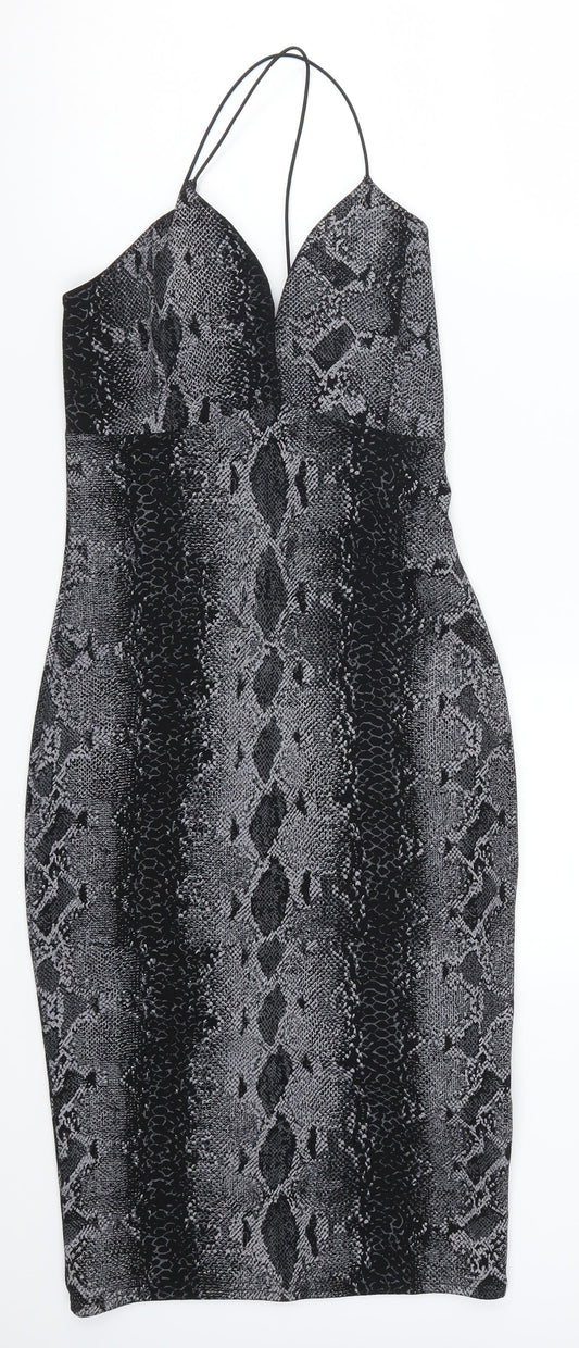 Cameo Rose Womens Grey Animal Print Bodycon Size 10