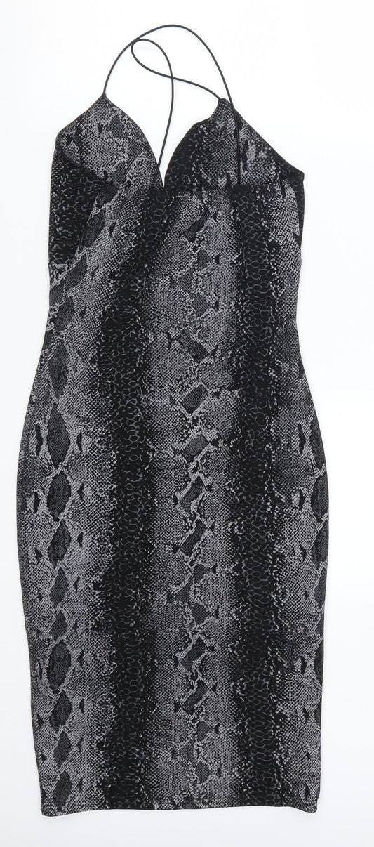Cameo Rose Womens Grey Animal Print Bodycon Size 10