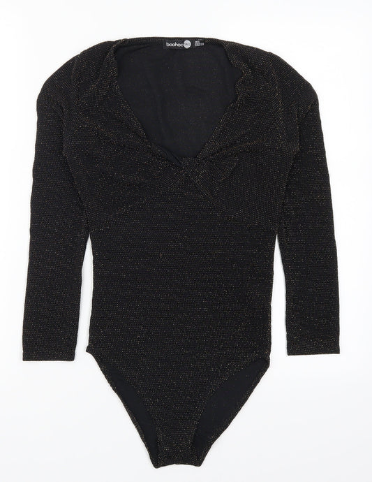 Womens UK Size 8 Boohoo One-Piece Gold Bodysuit
