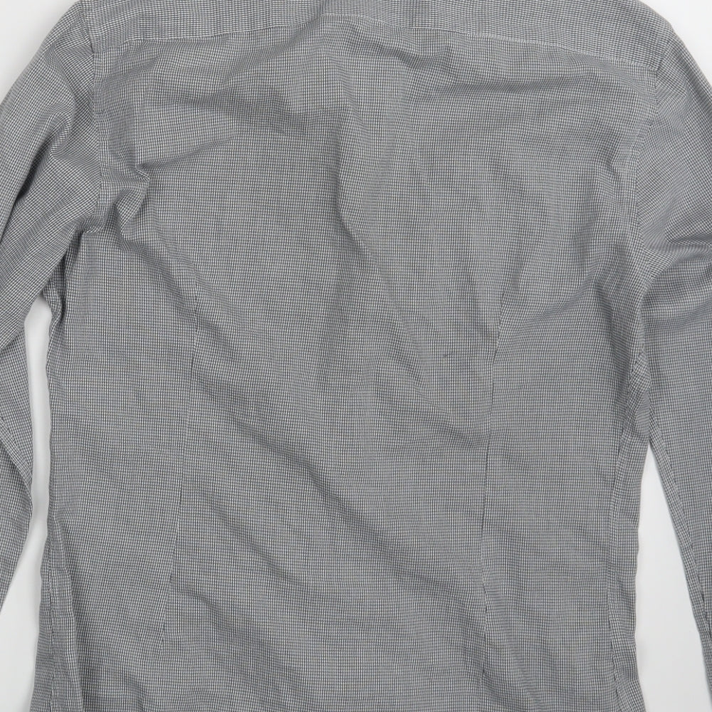 Mens UK Size S M&S Grey Button-Up Long Sleeve Casual Shirt