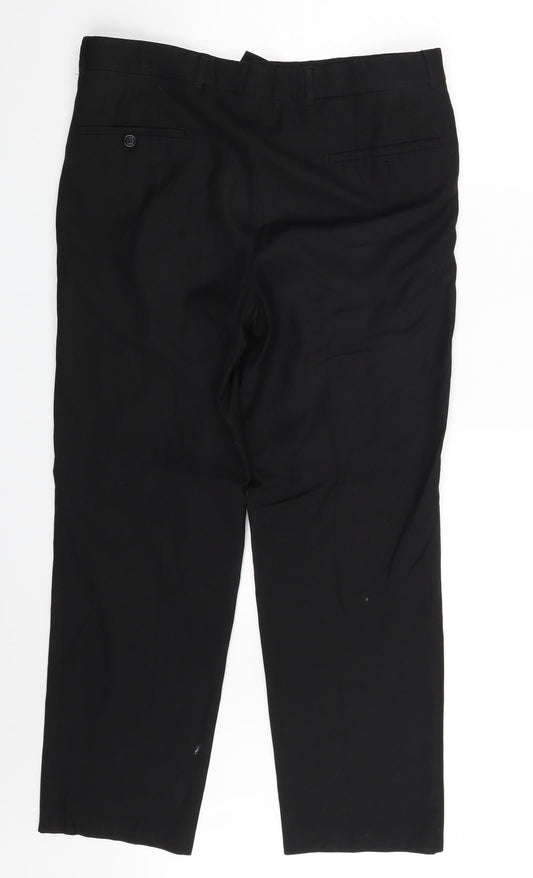 Womens UK Size One Size Preworn Regular Fit Black Trousers