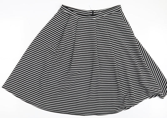 NEXT Womens Black Striped  A-Line Skirt Size 14