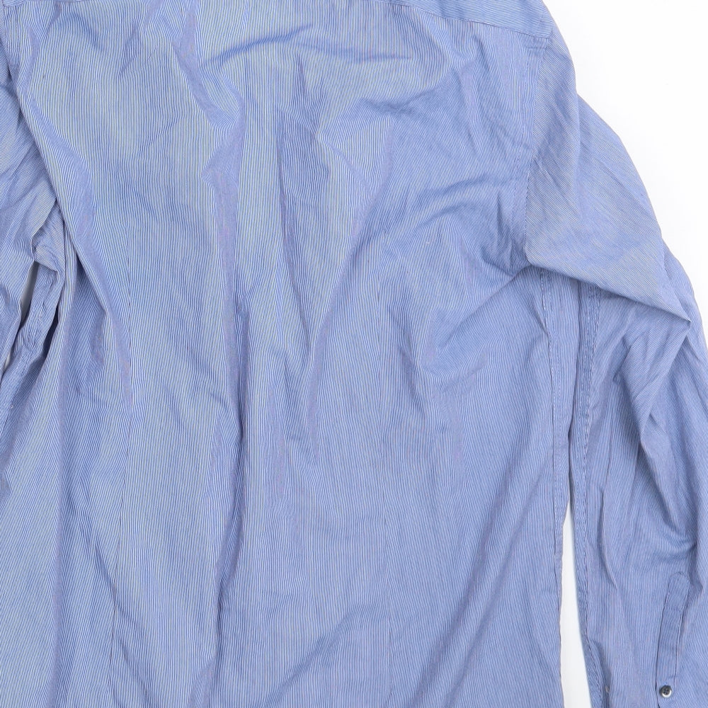 Mens UK Size 15.5 F&F Blue Button-Up Long Sleeve Casual Shirt