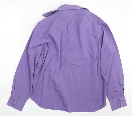 Mens UK Size XL Moto Purple Button-Up Long Sleeve Casual Shirt