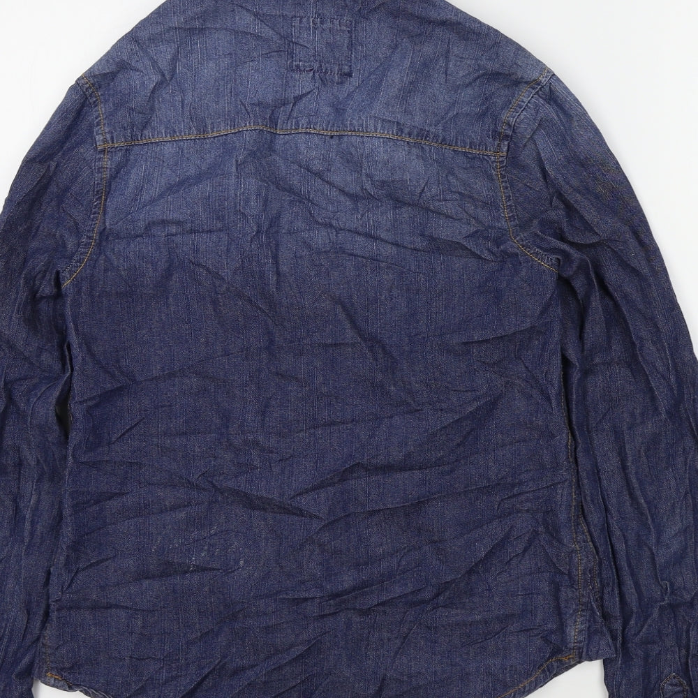 Womens UK Size 6 New Look Blue Basic Button-Up