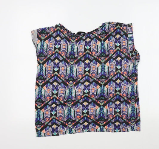 New Look Womens Multicoloured Geometric Basic T-Shirt Size 8