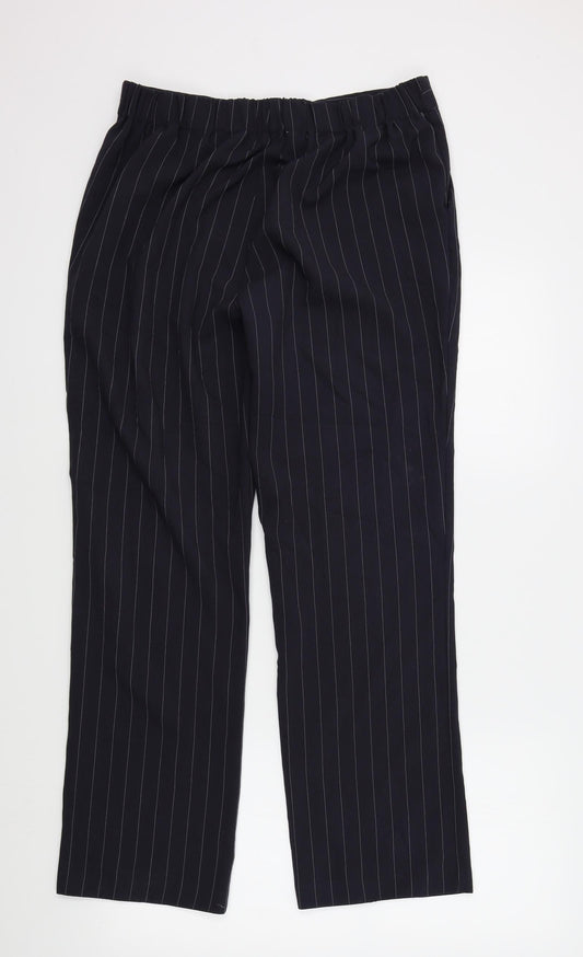 Bonmarché Womens Blue Striped Trousers Size 12 L29 in