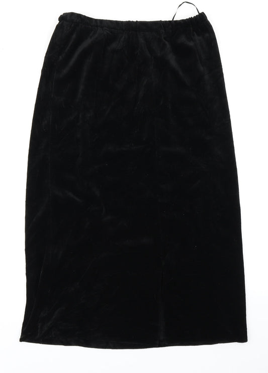 Additional front view of Frank Usher women’s black a-line skirt, size UK 14