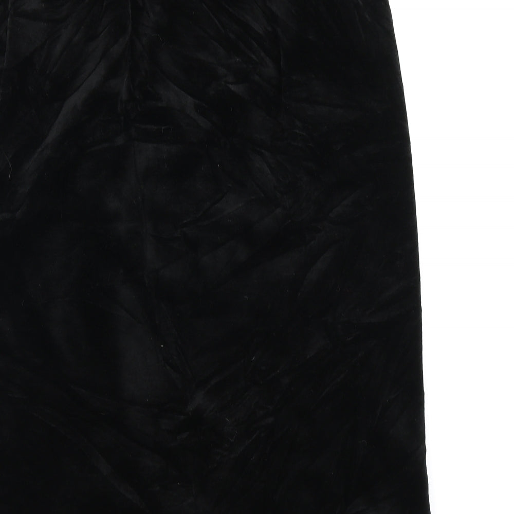 Brand and care label for Frank Usher women’s black a-line skirt, size UK 14