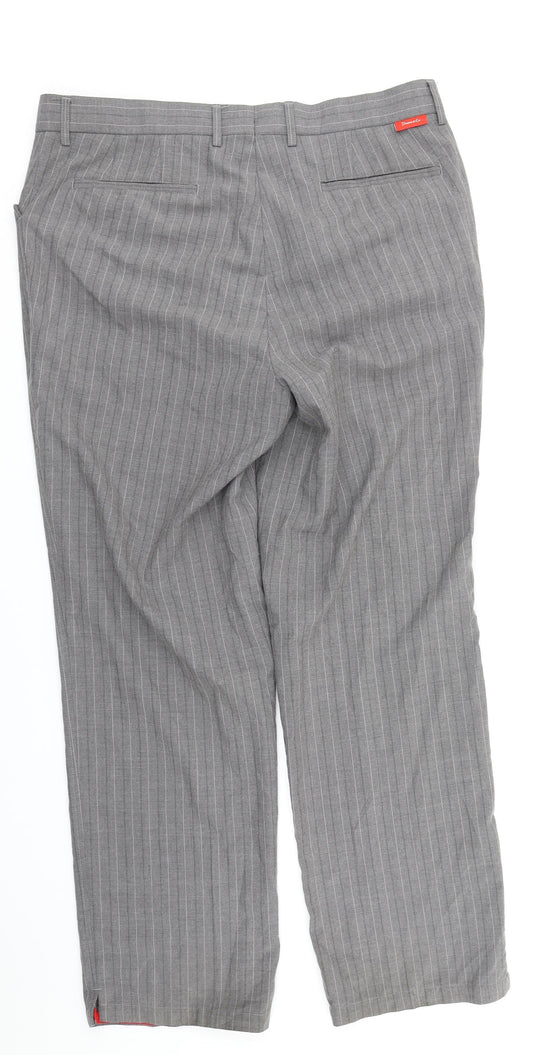 Dayers & Co Mens Grey Striped Trousers Size 36 in L29 in