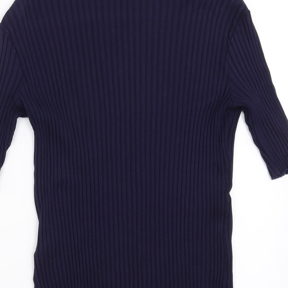 Womens UK Size 16 Warehouse Blue Basic T-Shirt