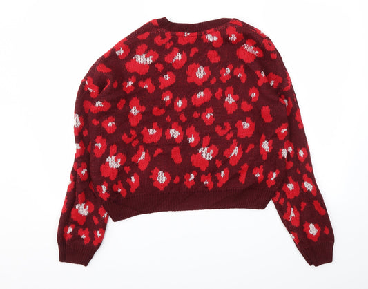 Primark Womens Red Animal Print Pullover Jumper Size S
